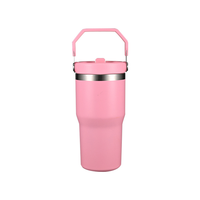 Bouteille d'eau isotherme personnalisée avec logo, en acier inoxydable, avec paille et poignée, pour enfants, vente en gros, tasse thermos