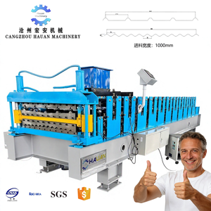 เครื่องขึ้นรูปลอนหลังคาเหล็กอัตโนมัติ Cangzhou Hauan Machinery ขนาดความกว้างป้อนวัสดุ 1000 มม. - Product Image 1