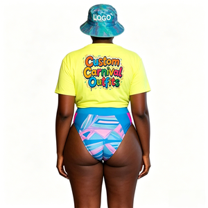 Conjuntos de Trajes de Carnaval Personalizados OEM, Traje de Carnaval, Traje de Baño Caribeño para Mujer, Conjunto de 2 Piezas, Top Corto y Pantalones Cortos, Conjunto de Camiseta y Pantalones Cortos - Product Image 2