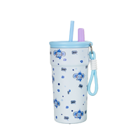 Vaso de acero inoxidable Hello Kitty de 500 ml con doble pared aislante y pajita para viajes y uso al aire libre