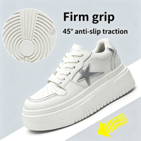 Baskets compensées épaisses pour femmes avec motif étoile, semelle crème respirante, chaussures décontractées, logo personnalisé en usine