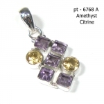 Chic Charms Colgante alta demanda Natural púrpura amatista amarillo citrino plata pura 925 hecho a mano multi-piedra bonito colgante - Product Image 3