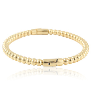 Women's Round Bead Titanium Steel <b>Bracelet</b> Steel Gold Color Gift Jewelry 13015 - Product Image 2