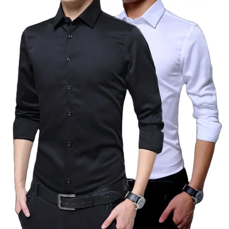 Yeni erkek uzun kollu gömlek resmi giysi profesyonel toptan gömlek uzun kollu erkek beyaz ince erkek gömleği