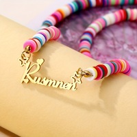 Bijoux en gros or nom personnalisé collier pendentif en argile polymère