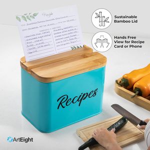 <strong>Recipe</strong> <strong>Box</strong> - White 4x6 Inch <strong>Card</strong> Set With 25 <strong>Cards</strong>, 10 Dividers - Durable Metal <strong>Box</strong> - Product Image 6