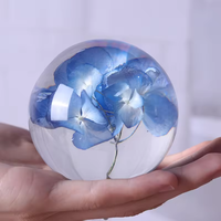 Fleur séchée à l'intérieur de la collection d'art de la boule de résine acrylique clair boule solide décoration de mariage maison personnalisée pour les cadeaux de vacances