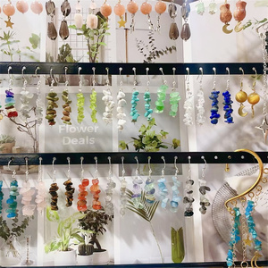 Pendientes de amatista de cristal natural Crystal Craft Healing Rose Quartz Chip Ear Hooks - Product Image 1