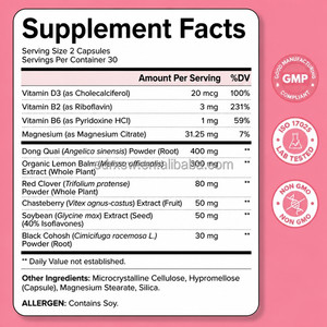 OEM menopausa <span class=keywords><strong>integratore</strong></span> di <span class=keywords><strong>vitamina</strong></span> <span class=keywords><strong>A</strong></span> <span class=keywords><strong>C</strong></span> D <span class=keywords><strong>E</strong></span> zinco rabarbaro nero Cohosh radice di soia lsoflavones capsula multivitaminica - Product Image 3