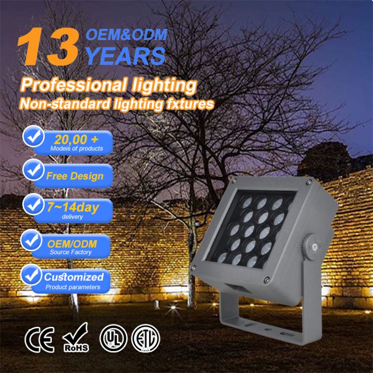 9W/18W COB LED Flood Light with IP65 Waterproof Remote Control 50000 Hours Lifespan for Outdoor Landscape Lighting