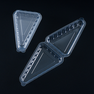 Recipiente desechable transparente para rebanadas de pastel, pequeños recipientes triangulares de plástico con tapa con bisagras - Product Image 4
