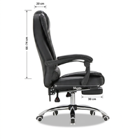 Chaise de bureau de direction à dossier haut en cuir PU noir, siège de bureau inclinable réglable