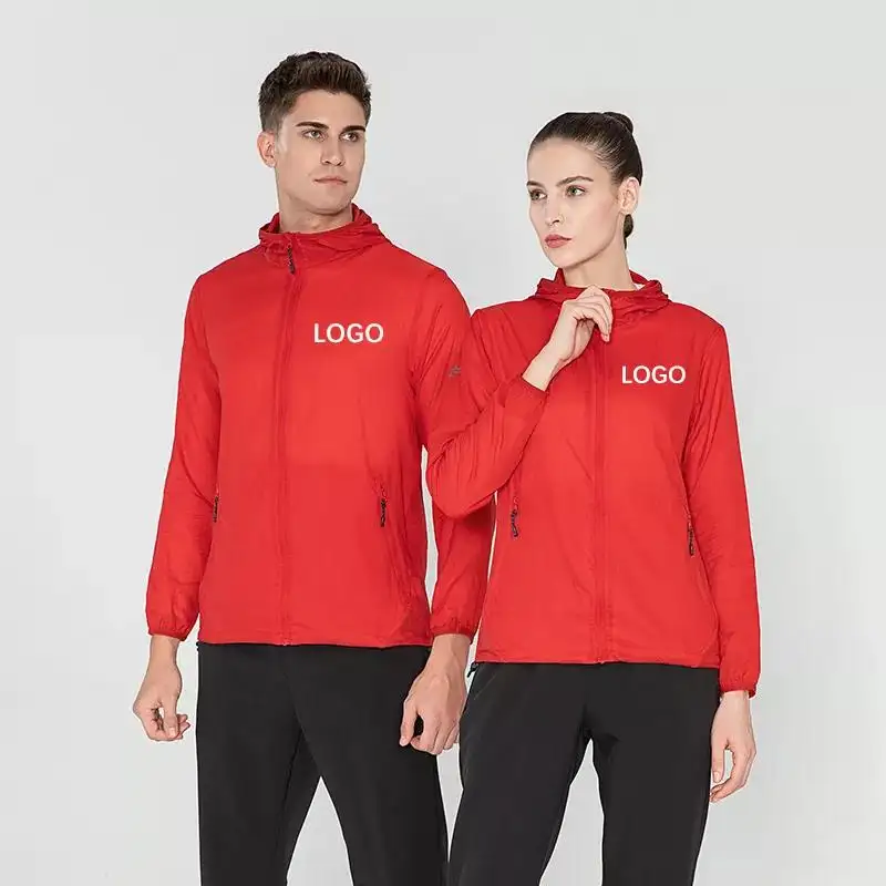 Custom Logo OEM Logo Men's Quick Dry Coat Women Outwear Windbreaker Jacket with Long sleeve Advertising Company Logo Printing