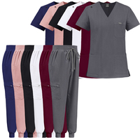 Ensembles de tenues médicales en polyester, rayonne et élasthanne fluide, col en V, coupe jogger, uniformes d'infirmière, vente en gros, personnalisation possible