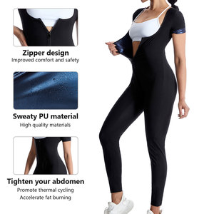 Corset complet pour femmes vêtements de yoga de sport une pièce combinaison de <span class=keywords><strong>sauna</strong></span> à fermeture éclair pour la perte de poids Corset de contrôle abdominal à manches courtes - Product Image 2