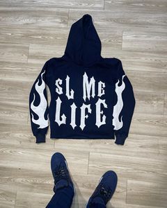 Sweats à capuche unisexes en gros, 100% coton, poids lourd, broderie personnalisée, coupe ample, coupe courte, bord brut, ourlet brut, automne, lettres - Product Image 3