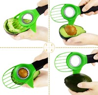 3-in-1 handmatige keukenhulp van roestvrij staal: mes voor salade, avocado, plastic snijder, scheider, ontpitter en -snijder