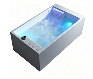 Bañera de hidromasaje de acrílico <span class=keywords><strong>para</strong></span> interiores, bañera de spa con cascada y luz LED <span class=keywords><strong>para</strong></span> el hogar, hotel, villa, baño - Product Image 1