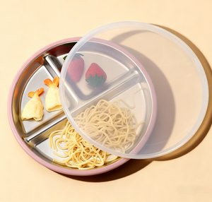 Conjunto de Alimentação para Bebês em Silicone e Aço Inoxidável, Livre de BPA, com Babador, Colher, Garfo, Tigela e Prato, Isolado com Parede Dupla - Product Image 6