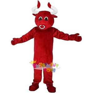 Usine de Guangzhou Costume de mascotte de vache CE Ensemble de cosplay de taureau adulte Ensemble de poupée de vache rouge habillage exquis de Festival d'Halloween de Noël - Product Image 1
