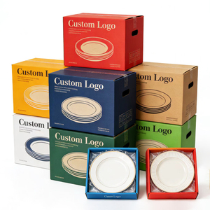 Boîtes d'expédition rigides écologiques personnalisées <span class=keywords><strong>pour</strong></span> l'expédition de plaques en céramique, boîte d'expédition robuste <span class=keywords><strong>pour</strong></span> une livraison sécurisée des plats - Product Image 1