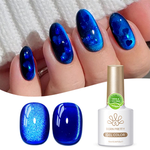 BORN PRETTY Faible MOQ <span class=keywords><strong>Vernis</strong></span> gel magnétique effet œil de chat bleu cristal, bleu profond, pailleté et scintillant pour nail art - Product Image 1