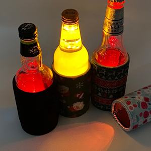 瓶套支架 饮料婚礼定制冷藏器 定制徽标短瓶支架 多色 LED 啤酒冷却器杯 冷饮冷却器 - Product Image 4