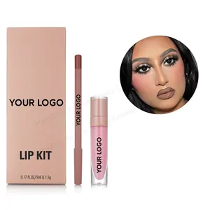 Make-up-Anbieter Lip Glaze Private Label Lip Combo Match Frei Elegant Nude Schwarz Weiß Pink Lip Kit