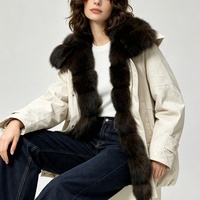 Manteau d'extérieur chaud Tyan pour femme, collection automne-hiver 2026, en duvet de canard blanc, parka blanche tie-dye avec col en fourrure de renard