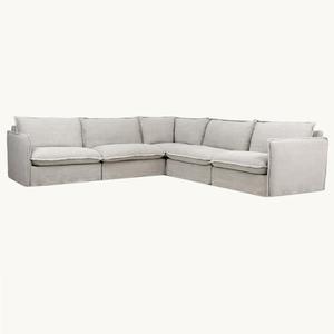 Sofá Modular de Tela Francesa con Estructura de Esponja y Plumón para Sala de Estar, Ideal para Apartamentos, Hoteles o Villas - Product Image 2