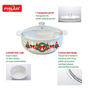 Ollas de Cerámica Pyglass con Tapa de Vidrio <span class=keywords><strong>y</strong></span> Lindas Calcomanías, Cazuela para el Hogar, Apta para Fuego, <span class=keywords><strong>Horno</strong></span> <span class=keywords><strong>y</strong></span> Congelador - Product Image 4