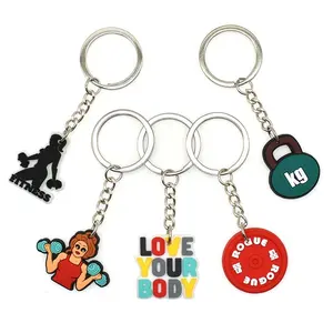 Porte-clés en caoutchouc PVC souple, plaque de musculation, porte-clés de musculation, porte-clés de musculation pour la salle de sport, souvenir - Product Image 1