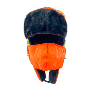 Mùa Đông Huỳnh Quang Phản Quang Nga ushanka Hat Ngoài Trời Đi Bộ Đường Dài Neon Trapper Cap Lót Dày Windproof Mũ Ấm - Product Image 6