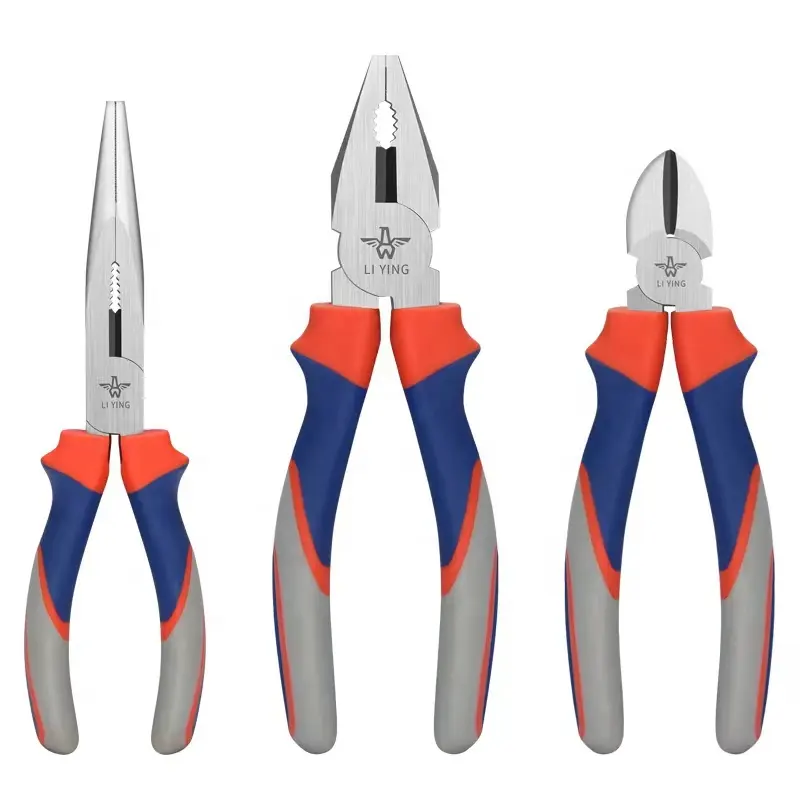 3 Pcs VDE Insulated Length Nose Diagonal Cutting Combination Pliers Set