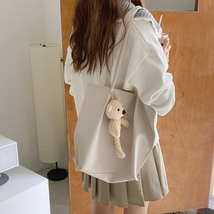 กระเป๋าโท้ทสตรีสีทึบความจุขนาดใหญ่กระเป๋าสะพายไหล่แบบแม่เหล็กใช้ทุกวัน - Product Image 5