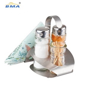 5 Pièces En Acier Inoxydable Cruet Set Sel Poivre Huile <span class=keywords><strong>Vinaigre</strong></span> Titulaire avec Boîte De Cure-Dents Cuisson Distributeur D'huile Bouteille <span class=keywords><strong>Vinaigre</strong></span> - Product Image 2