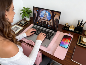 Housse pour ordinateur portable avec charge sans fil 15W, en cuir PU, pour MacBook Air/<span class=keywords><strong>Pro</strong></span> 13/14 pouces - Product Image 2