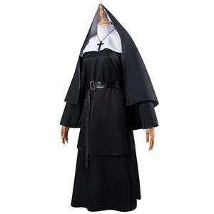 Disfraz de Monja para Mujer con Velo, Poliéster, Traje Religioso para Cosplay, Fiesta de Halloween, Juego de Roles, Actuación en Cine y Escenario - Product Image 3