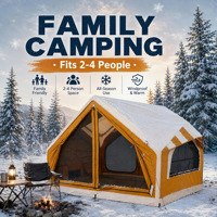 Tente gonflable 4 saisons avec cheminée, en polyester et coton 210G, pour le camping hivernal et le glamping par temps froid