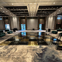 Décorations de luxe pour piste de danse noire brillante et dorée pour événements de mariage
