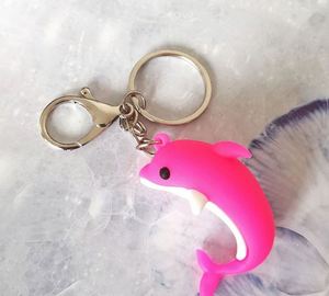 Wholesale Cute <b>Cartoon</b> Rubber Dolphin Keychain Marine Animal Pendant Student <b>Backpack</b> Decoration Car Keychain - Product Image 6