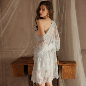 Nueva Moda, Pijama de Satén con Encaje Bordado, con Relleno en el Sujetador, Sexy, Espalda Descubierta, Color Sólido, Ropa de Dormir para Mujer - Product Image 3