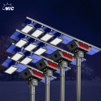 Lampadaire LED Solaire Multi-Modules avec Panneau Solaire Étendu, Non Factice, pour Éclairage de Projets Routiers Extérieurs Monté sur Poteau