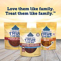 Friandises pour chiens Blue Buffalo True Chews Premium Jerky Cuts Steak, 10 oz, recette sans poulet, vrai steak, fabriqué aux États-Unis.