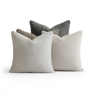 Paquete de 4 Fundas de Almohada Decorativas de Chenilla Neutral de 18x18 Pulgadas, Estilo Boho Rústico para el Hogar Moderno - Product Image 1