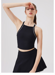 Wholesale Women Ribbed Square Neck Yoga <b>Crop</b> <b>Top</b> Padded Stretch Athletic Sports Bra Low <b>Support</b> Pilates Workout Active Wear - Product Image 3