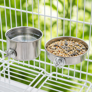Juego de Tazones de Acero Inoxidable para Loros, 6 Tamaños, <span class=keywords><strong>Bebedero</strong></span> para Jaula de Pájaros con Soporte de Montaje y Tuerca de Mariposa - Product Image 6