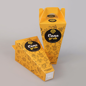 Caja de Papel Biodegradable para Crepas de Burbujas, Contenedor en Forma de <span class=keywords><strong>Cono</strong></span> para Alimentos y Bebidas, Caja para Pizza - Product Image 6
