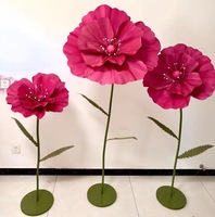 Dekorasi Jendela Bunga Poppy Raksasa dari Kertas untuk Pernikahan, Tiang Berdiri Besar dari Busa EVA untuk Studio Foto, Tata Letak Pemotretan Iklan