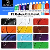 Panwenbo 16.9 Oz/500 ml Ensemble de peinture à l'huile non toxique en vrac Toile moyenne pour l'artisanat d'art à l'école ou à la maison
